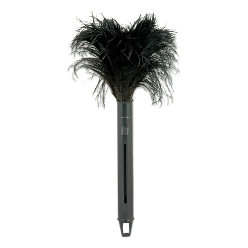 O'Dell® Pop Top Feather Duster, Ostrich, 9" To 14" Handle, Black