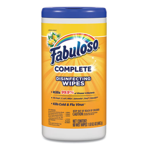 Fabuloso® Multi Purpose Wipes, 7 x 7, Lemon, 90/Canister