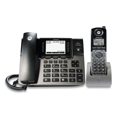 ML1250 4 Line Corded/Cordless Phone System, 1 Handset, Black/Silver
