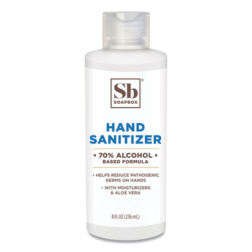 Gel Hand Sanitizer, 8 oz Bottle with Dispensing Cap, Unscented, 24/Carton