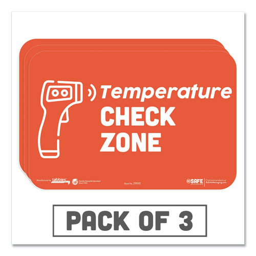 BeSafe Messaging Education Wall Signs, 9 x 6,  "Temperature Check Zone", 3/Pack