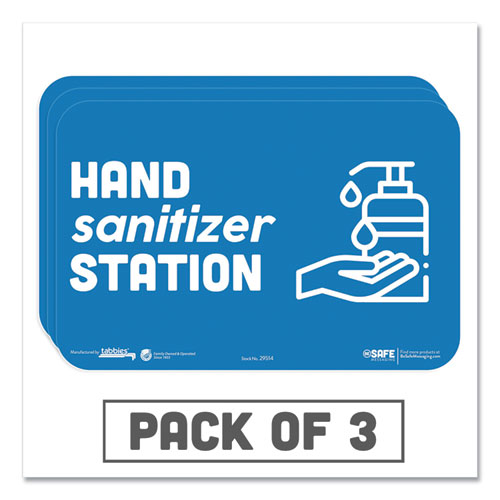 BeSafe Messaging Education Wall Signs, 9 x 6,  "Hand Sanitizer Station", 3/Pack