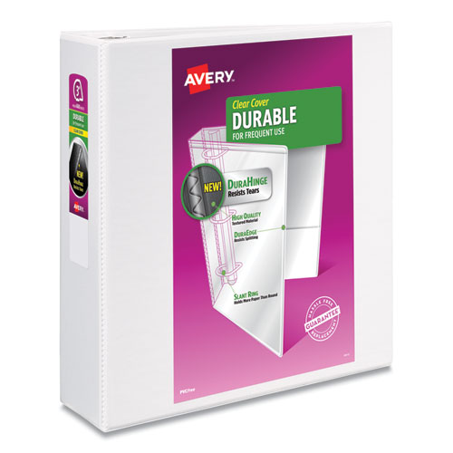 Image of Avery® Durable View Binder With Durahinge And Slant Rings, 3 Rings, 3" Capacity, 11 X 8.5, White, 4/Pack
