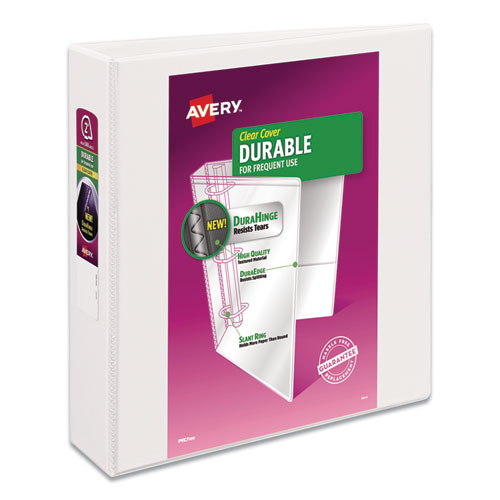 Avery® Durable View Binder With Durahinge And Slant Rings, 3 Rings, 2" Capacity, 11 X 8.5, White, 4/Pack