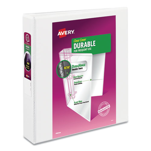 Avery® Durable View Binder With Durahinge And Slant Rings, 3 Rings, 1.5" Capacity, 11 X 8.5, White, 4/Pack