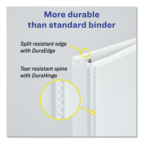 Image of Durable View Binder with DuraHinge and EZD Rings, 3 Rings, 5" Capacity, 11 x 8.5, White, (9901)