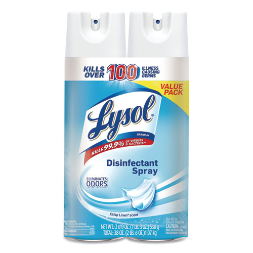 Disinfectant Spray, Crisp Linen, 19 oz Aerosol Spray, 2/Pack, 4 Packs/Carton