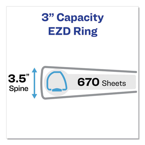 Image of Durable Non-View Binder with DuraHinge and EZD Rings, 3 Rings, 3" Capacity, 11 x 8.5, Black, (8702)