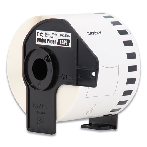 Image of Brother Continuous Paper Label Tape, 2.4" X 100 Ft, White, 3 Rolls/Pack