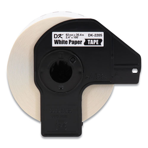 Image of Continuous Paper Label Tape, 2.4" x 100 ft, White, 3 Rolls/Pack