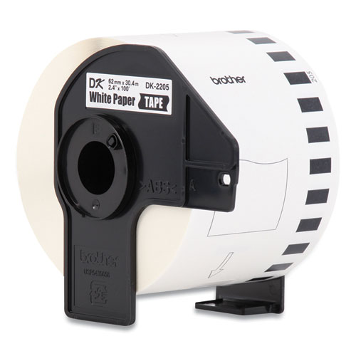 Image of Continuous Paper Label Tape, 2.4" x 100 ft, White, 24 Rolls/Pack