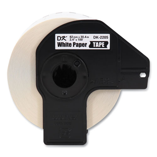 Image of Continuous Paper Label Tape, 2.4" x 100 ft, White, 24 Rolls/Pack