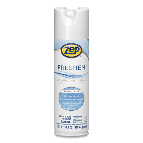 Zep® Freshen Disinfectant Spray, Spring Mist, 15.5 oz Aerosol Spray, 12/Carton