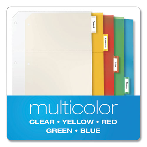 Image of Poly Ring Binder Pockets, 8.5 x 11, Letter, Assorted Colors, 5/Pack