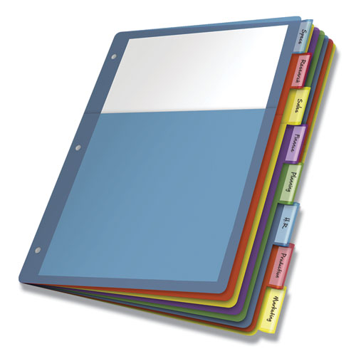 Cardinal® Poly 1-Pocket Index Dividers, 8-Tab, 11 X 8.5, Assorted