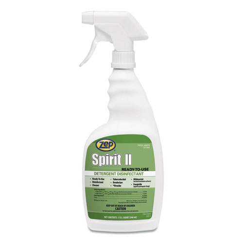 Zep® Spirit II Ready-to-Use Disinfectant, Citrus Scent, 1 gal Bottle, 4/Carton