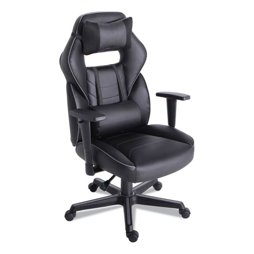 Racing Style Ergonomic Gaming Chair, Supports 275 lb, 15.91" to 19.8" Seat Height, Black/Gray Trim Seat/Back, Black/Gray Base