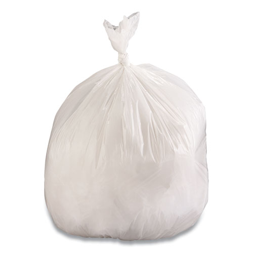 LOW-DENSITY WASTE CAN LINERS, 33 GAL, 0.6 MIL, 33 X 39, WHITE, 6 ROLLS OF 25 BAGS