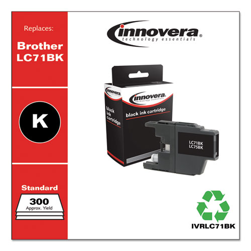 REMANUFACTURED BLACK INK, REPLACEMENT FOR BROTHER LC71BK, 300 PAGE-YIELD