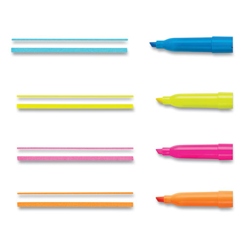 POCKET STYLE HIGHLIGHTERS, CHISEL TIP, ASSORTED COLORS, 5/SET