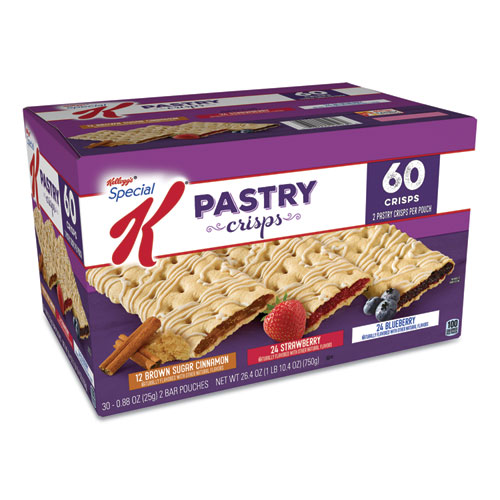 Special K Pastry Crisps, Blueberry; Brown Sugar Cinnamon; Strawberry, 0.88 oz Pouch, 60/Carton