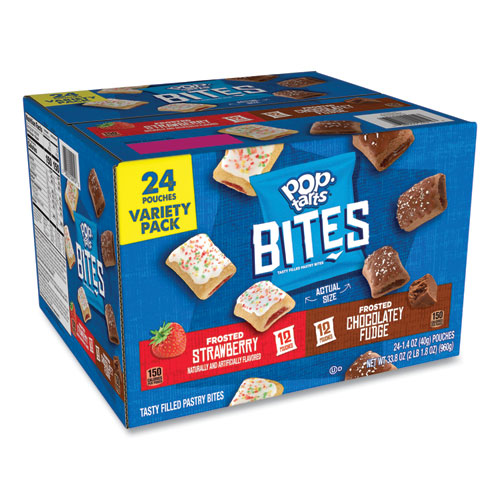 Image of Pop Tarts Bites Variety Pack, Chocolate; Strawberry, 1.4 oz Pouch, 24/Carton