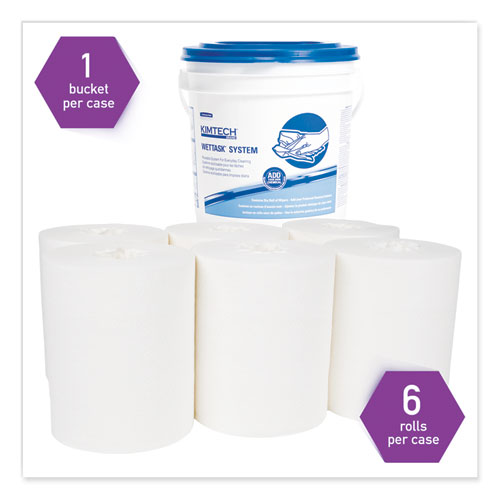 Wipers for the WETTASK System, Quat Disinfectants and Sanitizers, 6 x 12, 140/Roll, 6 Rolls/Carton