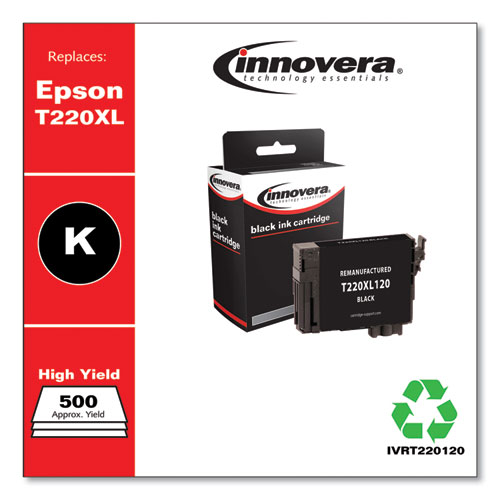 REMANUFACTURED BLACK HIGH-YIELD INK, REPLACEMENT FOR EPSON T220XL (T220XL120), 500 PAGE-YIELD