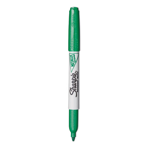 Sharpie® Metallic Fine Point Permanent Markers, Fine Bullet Tip, Green, Dozen