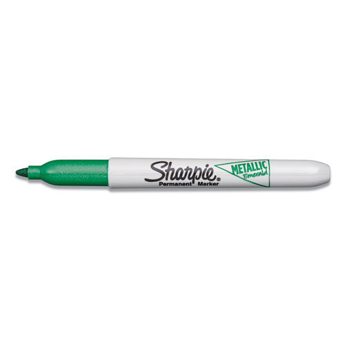 Image of Sharpie® Metallic Fine Point Permanent Markers, Fine Bullet Tip, Green, Dozen