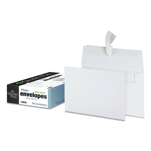 Greeting Card/Invitation Envelope, A-4, Square Flap, Redi-Strip Adhesive Closure, 4.5 x 6.25, White, 50/Box