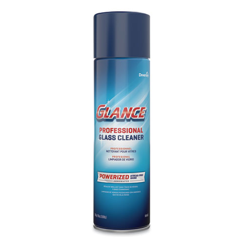 Image of Glance Powerized Glass and Surface Cleaner, Ammonia Scent, 19 oz Aerosol Spray, 12/Carton