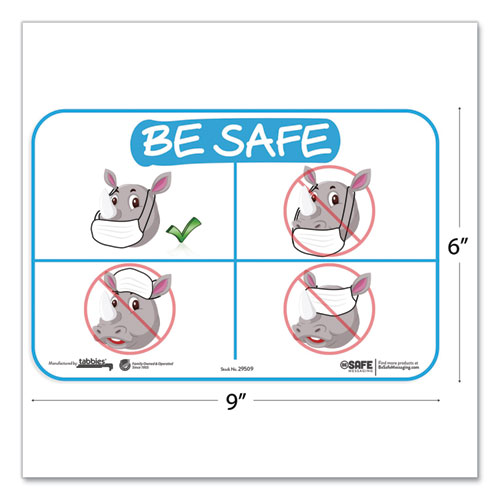 BESAFE MESSAGING EDUCATION WALL SIGNS, 9 X 6, "BE SAFE", RHINOCEROS, 3/PACK