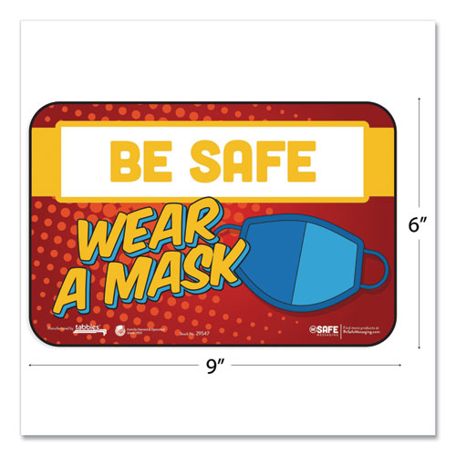 Image of Tabbies® Besafe Messaging Education Wall Signs, 9 X 6,  "Be Safe, Wear A Mask", 3/Pack