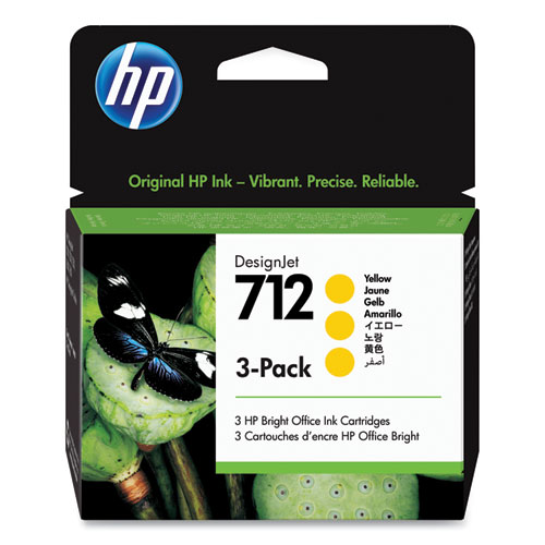 HP 712, (3ED79A) 3-Pack Yellow Original Ink Cartridges