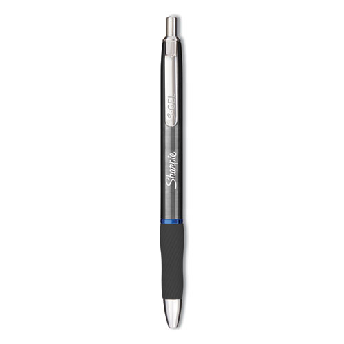 Sharpie® S-Gel™ S-Gel Premium Metal Barrel Gel Pen, Retractable, Medium 0.7 Mm, Blue Ink, Gun Metal Gray Barrel, Dozen