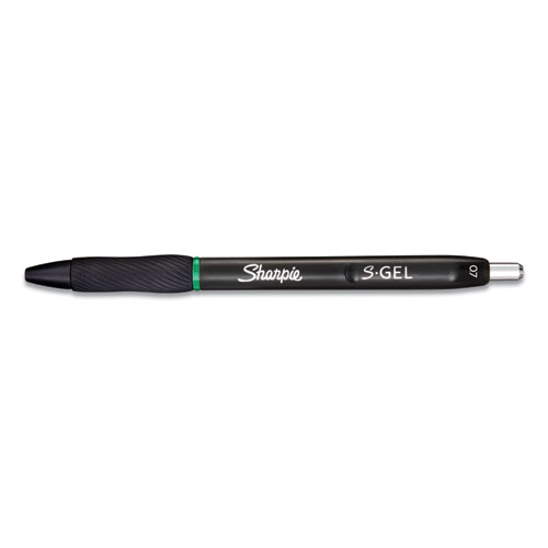 Sharpie® S-Gel™ S-Gel High-Performance Gel Pen, Retractable, Medium 0.7 mm, Green Ink, Black Barrel, Dozen