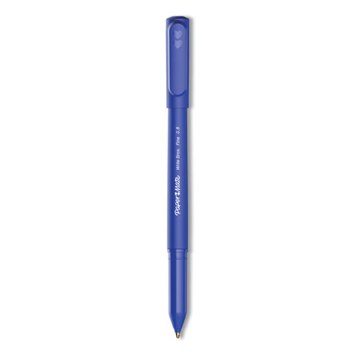 Paper Mate® Write Bros. Ballpoint Pen, Stick, Fine 0.8 Mm, Blue Ink, Blue Barrel, Dozen
