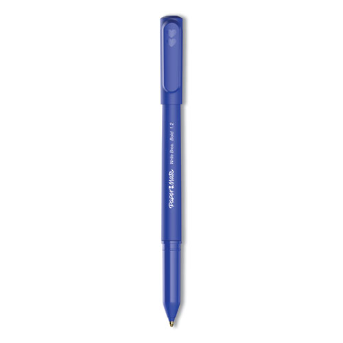 Paper Mate® Write Bros. Ballpoint Pen, Stick, Bold 1.2 Mm, Blue Ink, Blue Barrel, Dozen