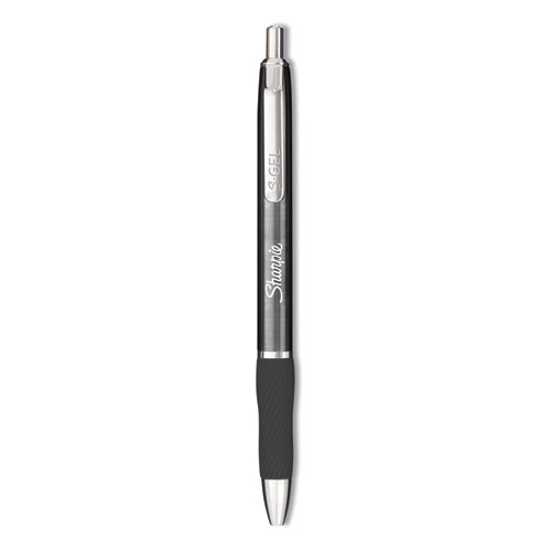 Image of S-Gel Premium Metal Barrel Gel Pen, Retractable, Medium 0.7 mm, Black Ink, Gun Metal Gray Barrel, Dozen