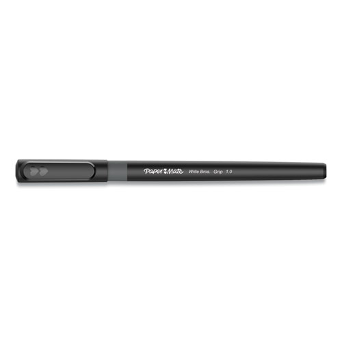 Image of Paper Mate® Write Bros. Grip Ballpoint Pen, Stick, Medium 1 Mm, Black Ink, Black Barrel, Dozen