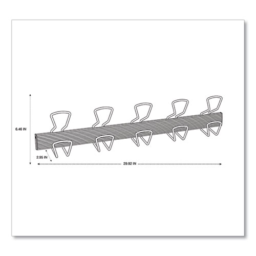 Image of Alba™ Wall-Mount Coat Hooks, 29.92 X 2.95 X 6.45, Metal, Silver, 22 Lb Capacity