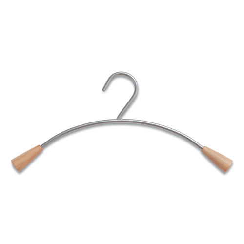 Image of Alba™ Metal And Wood Coat Hangers, 16.8", Metallic Gray/Mahogany, 6/Set