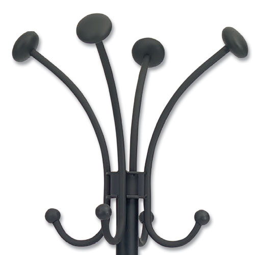 Image of Alba™ Viena Coat Stand, Eight Knobs, Steel, 16W X 16D X 70.5H, Black