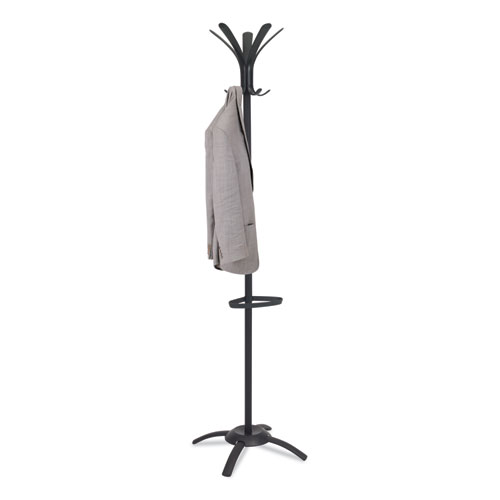 Image of Alba™ Cleo Coat Stand, Stand Alone Rack, Ten Knobs, Steel/Plastic, 19.75W X 19.75D X 68.9H, Black