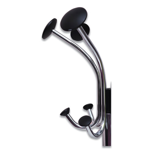 Chromy Coat Stand, 12 Knobs, 16w x 16d x 70.5h, Chrome/Black