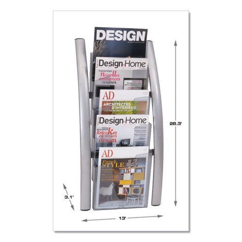 Image of Alba™ Wall Literature Display, 13W X 3.5D X 28.5H, Silver Gray/Translucent