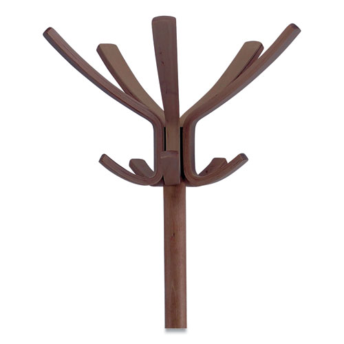 Image of Alba™ Cafe Wood Coat Stand, Ten Peg/Five Hook, 21.67W X 21.67D X 69.33H, Espresso Brown