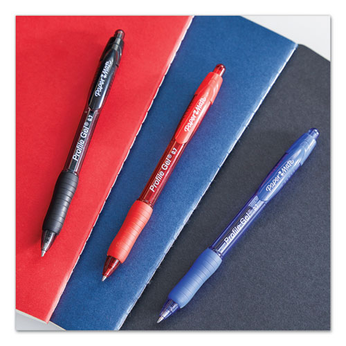Image of Paper Mate® Profile Gel Pen, Retractable, Medium 0.7 Mm, Black Ink, Translucent Black Barrel, Dozen