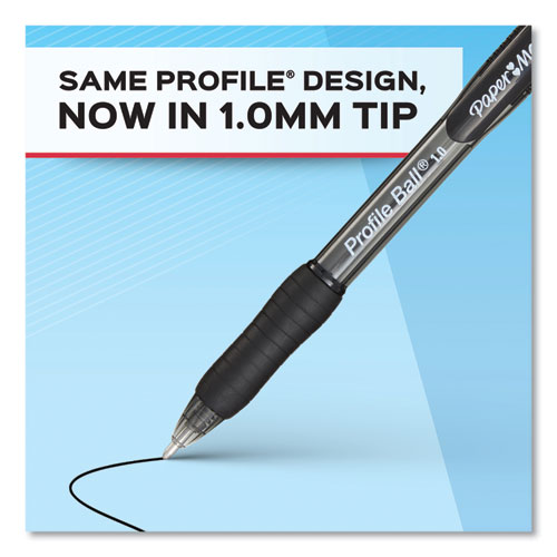 Image of Paper Mate® Profile Ballpoint Pen, Retractable, Medium 1 Mm, Black Ink, Translucent Black Barrel, 36/Pack